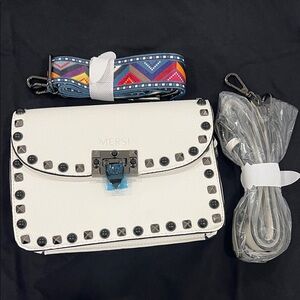 Mersi White Studded Crossbody Bag